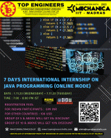 7 Days International Internship on Java Programming 2023 International Internship Poster